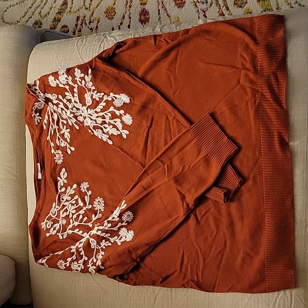 Rust Sweater with Appliques